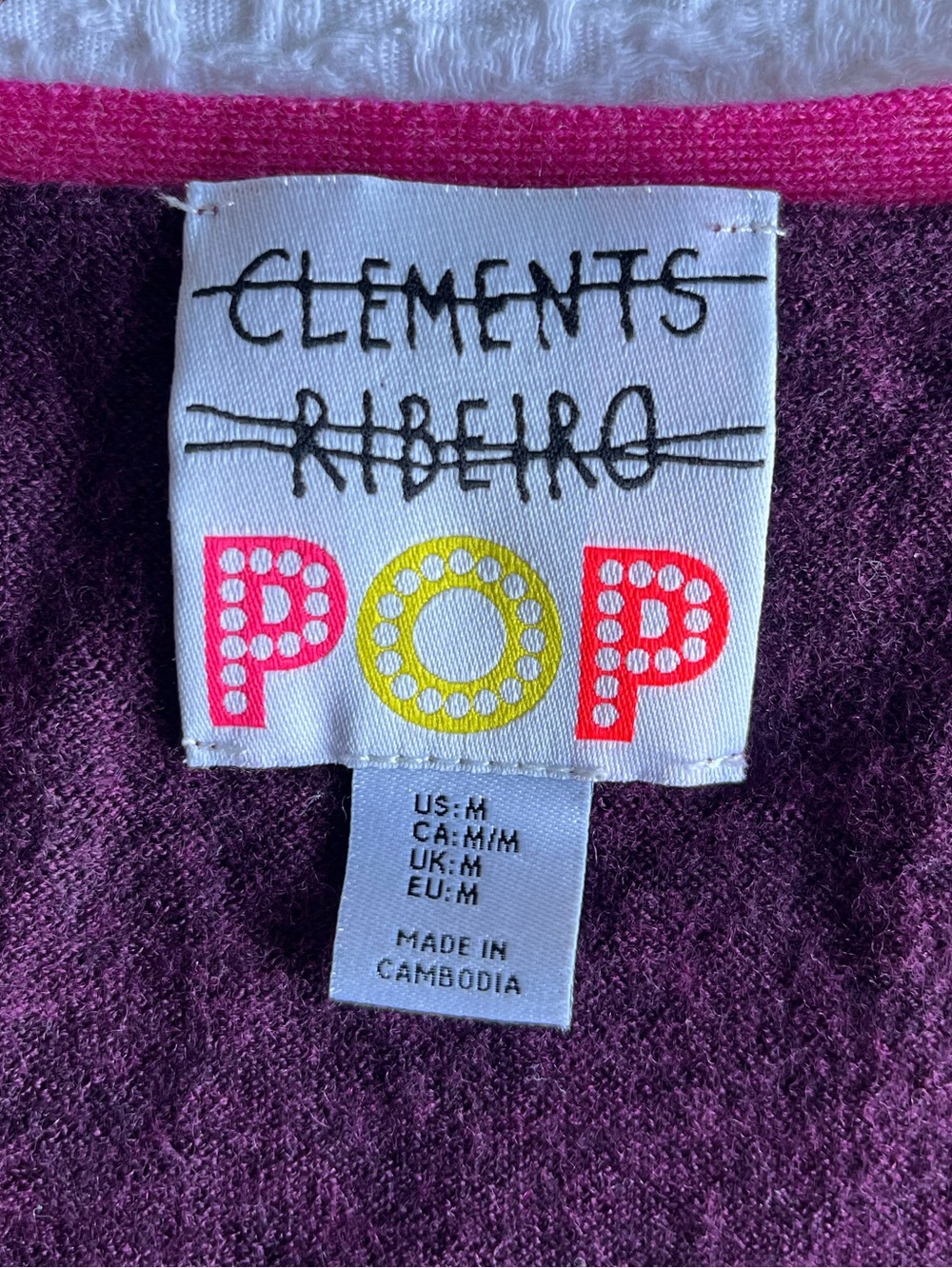 Clements Ribeiro POP Colorblock Woolmark Merino Wool Cardigan Size M Plum - Picture 3 of 12